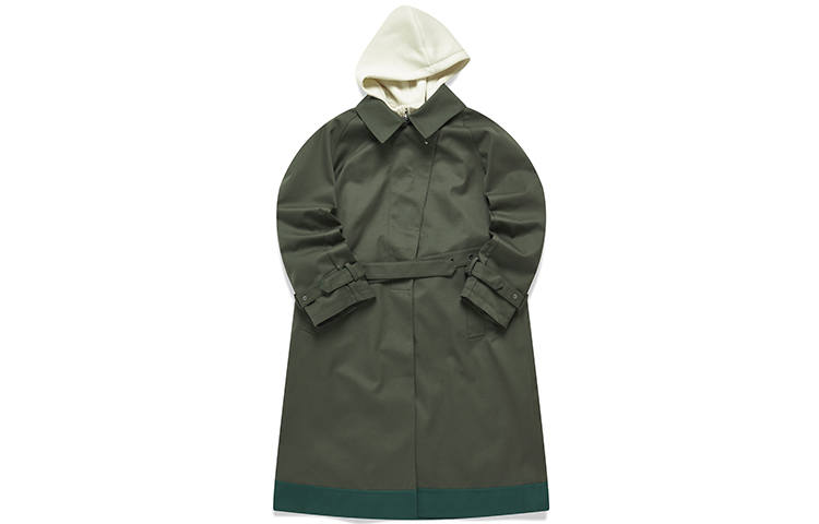 FILA Trench Coats Women's Deep Green Tea Hooded Moderate Other