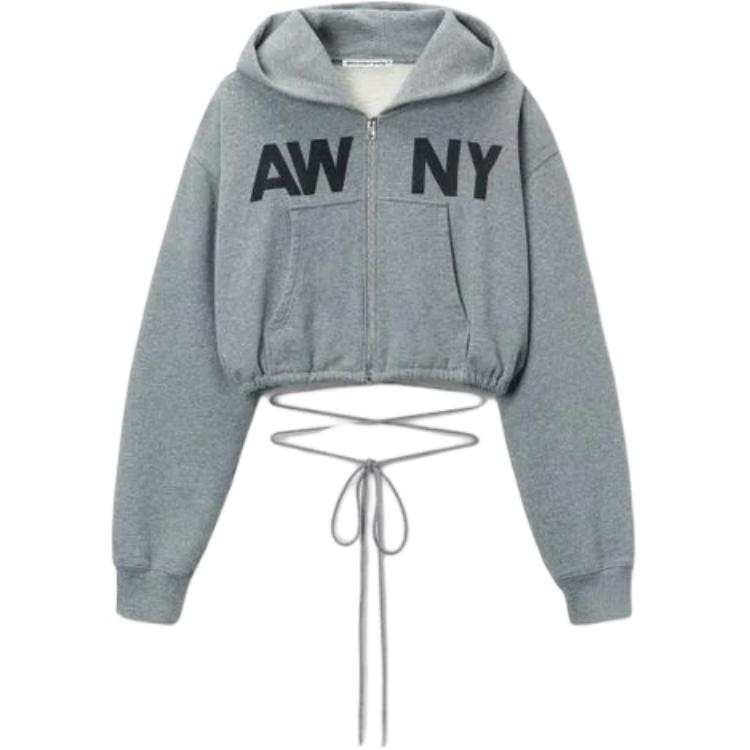 Alexander Wang T By Alexander Wang Graphic Deconstructed Wrap Hoodie Grey