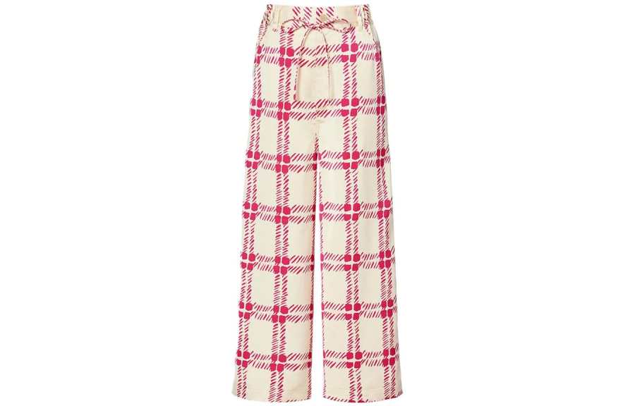 UNIQLO X MARNI Uniqlo Marni Co Branding Casual Pants Women's Beige Moderate Straight Fit Pants