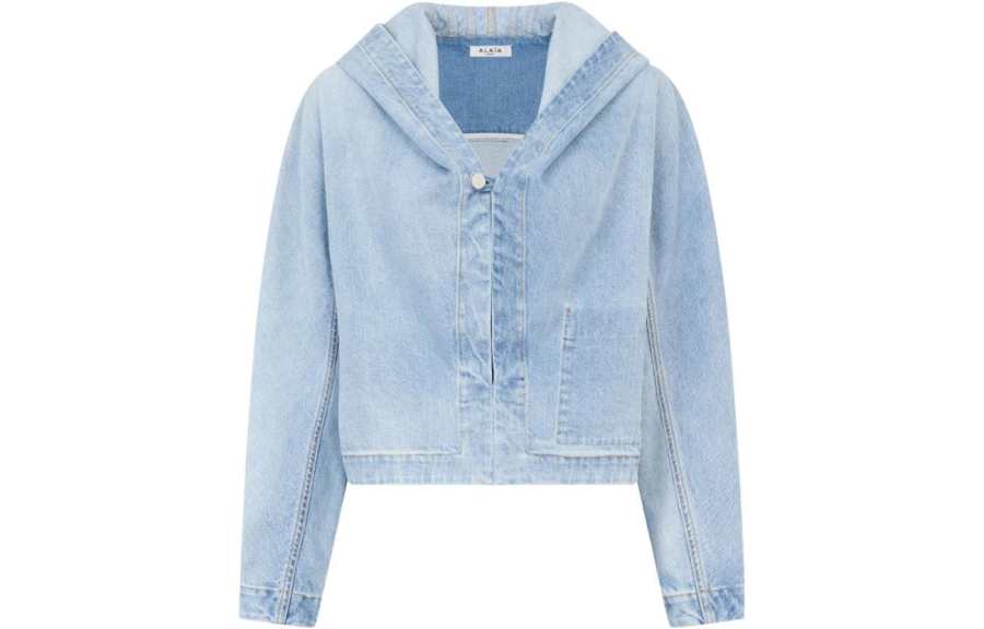 Alaia Denim Jackets Women's Denim Blue Hooded Moderate Straight Fit