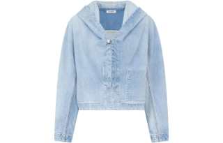 Alaia Denim Jackets Women's Denim Blue Hooded Moderate Straight Fit