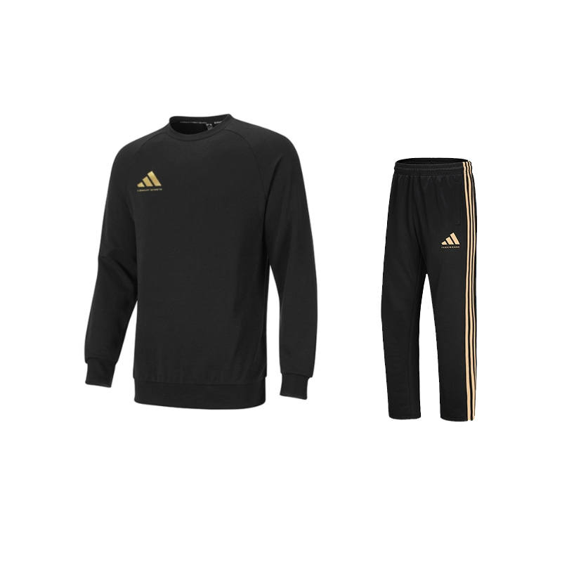 Adidas Adidas Casual Sportswear Unisex Clothing Sets Black Gold