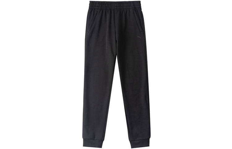 ANTA Knitted Sweatpants Women's Black Thickened Straight Fit Pants