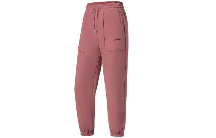 Li-Ning Li Ning Fitness Series Knitted Sweatpants Women's Pink Thickened Cuffed Pants