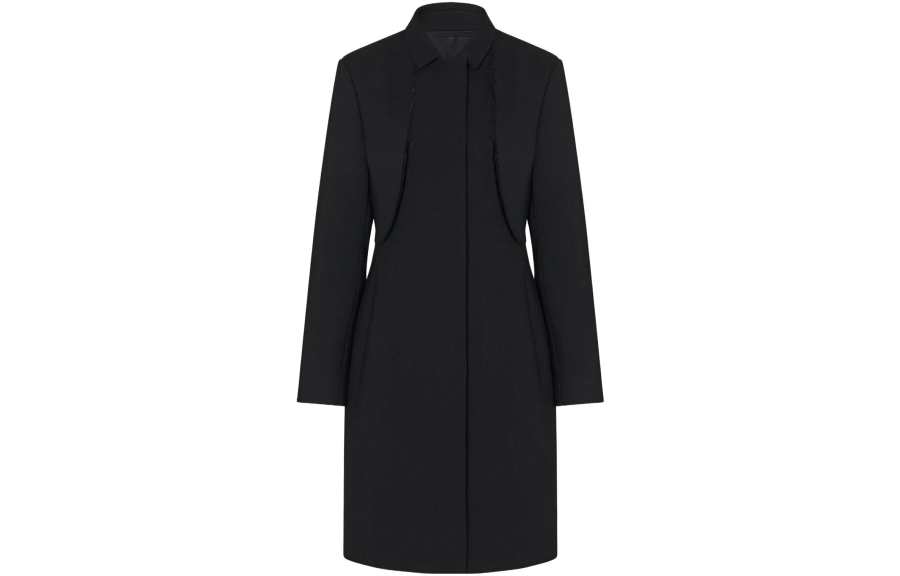 THE ROW Coats Women's Black Square Collar Moderate Straight Fit
