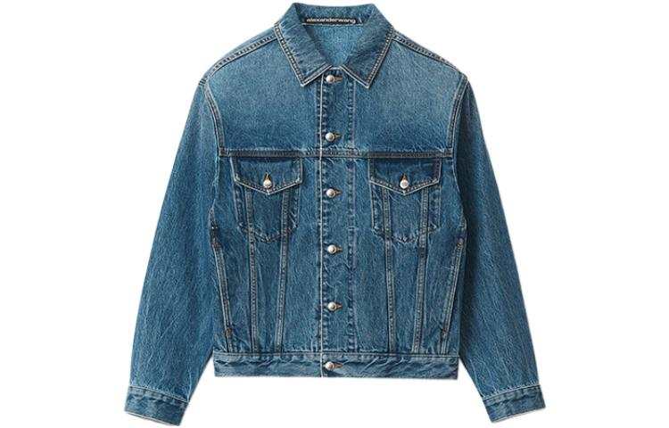 Alexander Wang Denim Jackets Women's Blue Lapel Moderate Straight Fit