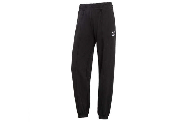 PUMA Knitted Sweatpants Women's Black Moderate Cuffed Pants