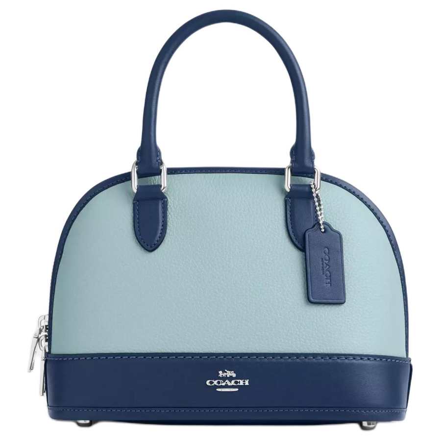 COACH COACH Leather Handbag Medium Women's Light Blue & Dark Blue
