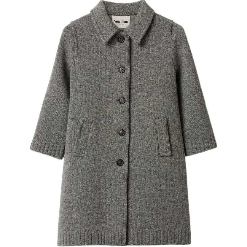 MIU MIU Coats Women's Gray Lapel Moderate Straight Fit