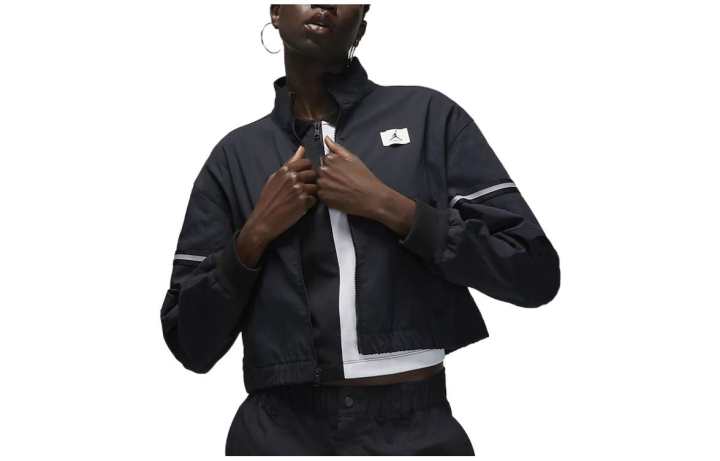 Jordan Jordan Cropped Coats Women's Black Stand Collar Thin