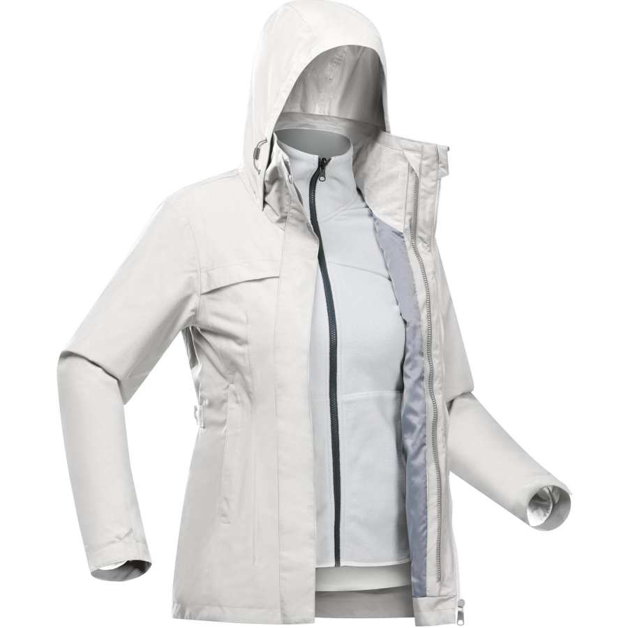 DECATHLON Waterproof And Windproof To Keep Warm Windbreaker Jacket Women's Stone Gray/Light Smoke Gray