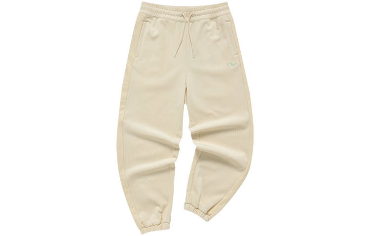 FILA FUSION BASEBALL Knitted Sweatpants Women's Tea White Moderate Straight Fit Pants