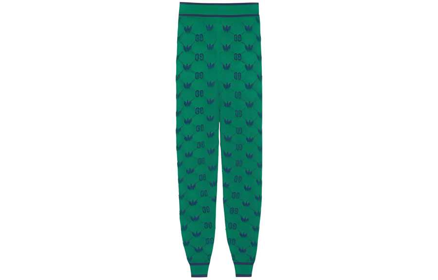 GUCCI X Adidas Wool Jacquard Joggers Green/Blue