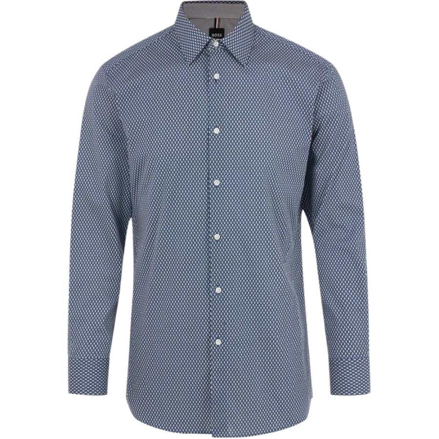 HUGO BOSS Shirts Men's Blue Lapel Moderate