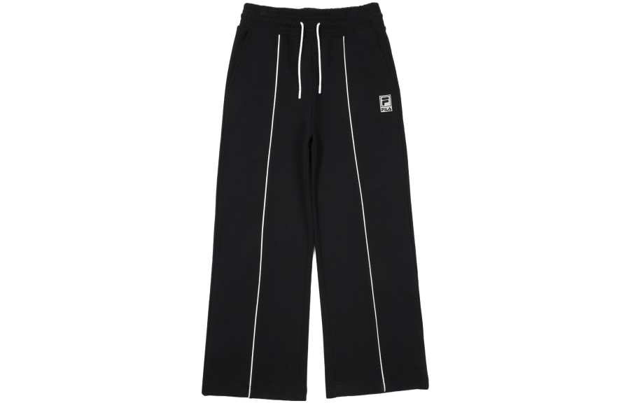 FILA Knitted Sweatpants Women's Black Moderate Wide Leg Pants