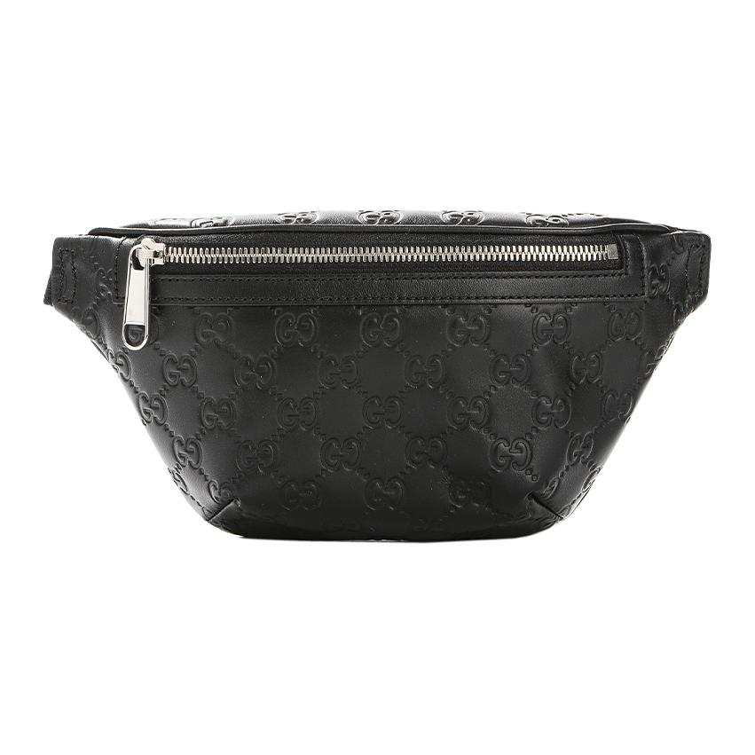 GUCCI Calfskin Fanny Pack Men's Black
