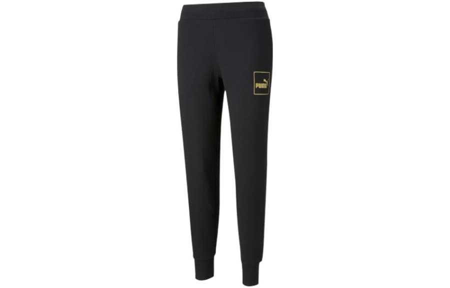 PUMA Knitted Sweatpants Women's Black Moderate Cuffed Pants