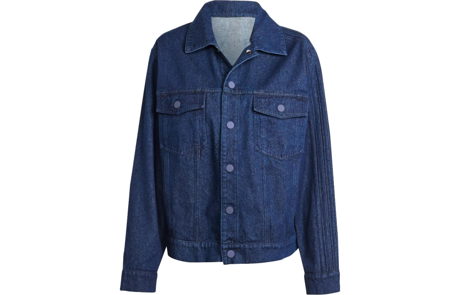 Adidas Adidas KSENIASCHNAIDER Denim Jackets Women's Dark Blue Square Collar Moderate Straight Fit