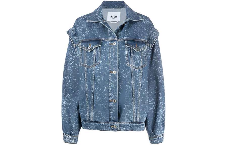 MSGM MSGM Denim Jackets Women's Blue Lapel Moderate Straight Fit