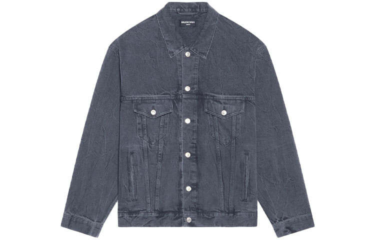 Balenciaga Denim Jackets Women's Blue Lapel Moderate Straight Fit