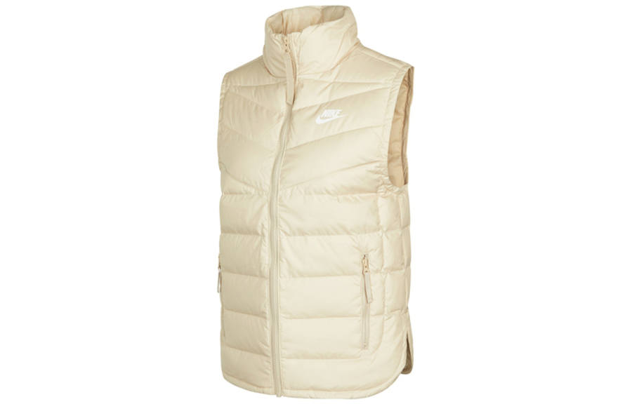 Nike Nike Down Vests Women's Ecru Stand Collar Moderate Urban Techwear