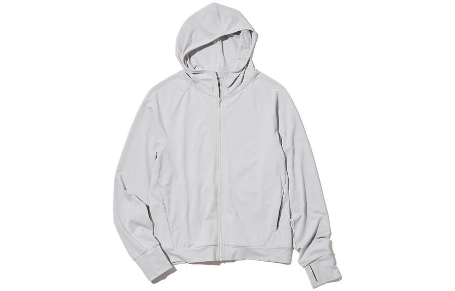 UNIQLO Sun Protection Clothing Women's Light Mist Gray Hooded Moderate