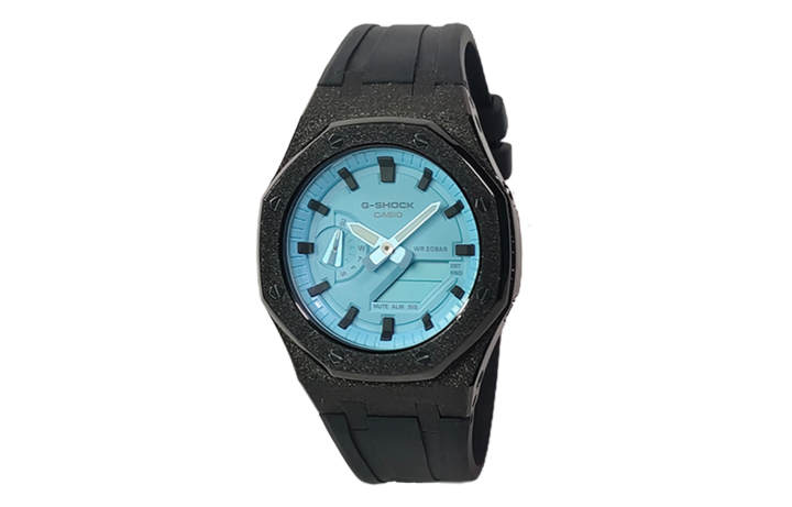 CASIO CASIO Custom Collection Electronic Movement Fluoroelastomer Strap Watch Men's Watches Blue Dial