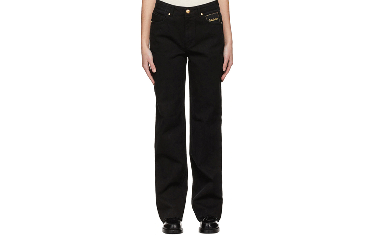WE11DONE Casual Pants Women's Black Moderate Straight Fit Pants