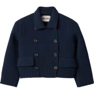 MIU MIU Cropped Wool Jacket 'Navy'
