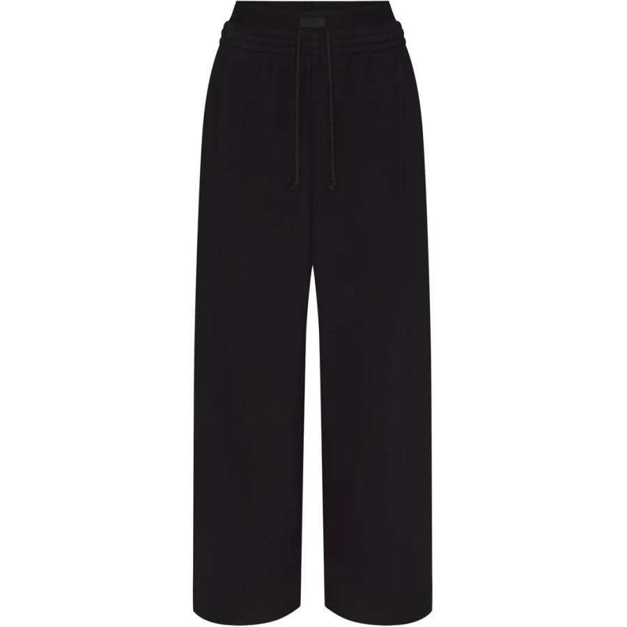 Skims COTTON FLEECE OVERSIZED DOUBLE WAISTBAND PANT Casual Pants Women's ONYX/Onyx
