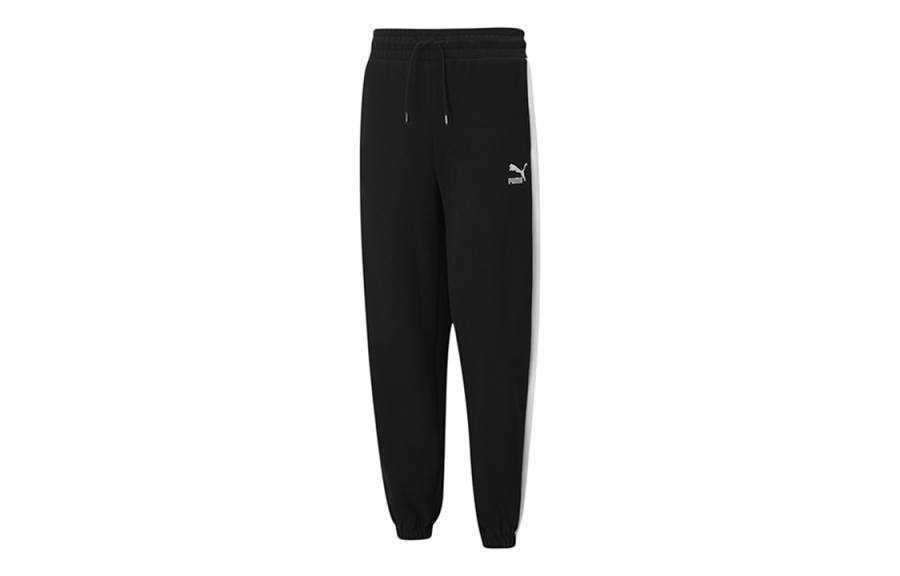 PUMA CLASSICS Knitted Sweatpants Women's Black Thickened Cuffed Pants