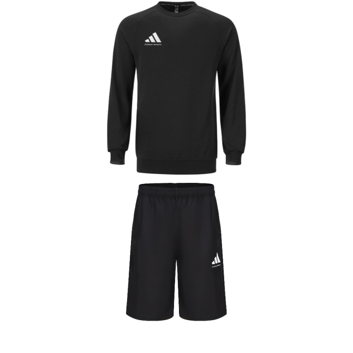 Adidas Adidas Casual Sportswear Men's Set Black Crew Neck Moderate