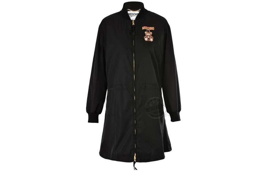 MOSCHINO Trench Coats Women's Black Crew Neck Moderate