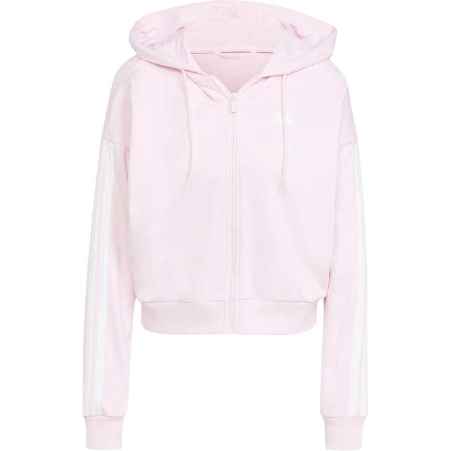 Adidas Adidas Essentials 3 Stripes French Terry Full Zip Hoodie Clear Pink/White