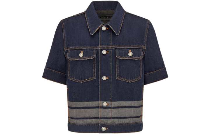 DIOR DIOR Denim Jackets Women's Dark Blue Lapel Moderate Straight Fit