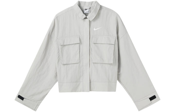 Nike Nike Sportswear Essentials Cropped Coats Women's Limestone White Lapel Moderate