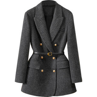 TOUCH Business Suit Women's Black Gray Herringbone