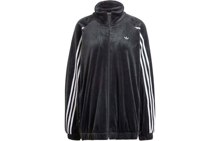 Adidas Originals Velvet Oversized Track Top Velvet feel Coat Women's Black