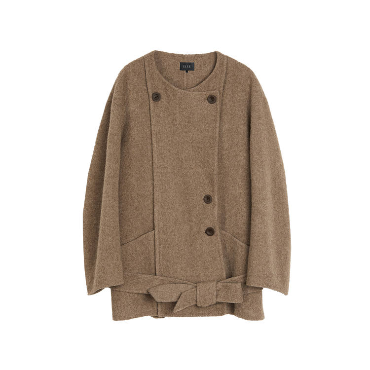 ELLE ELLE Woolen Coat Women's Coffee