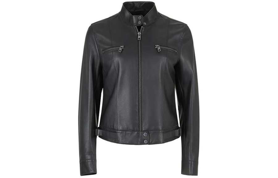 EMPORIO ARMANI SS24 Leather Jacket Women's Black