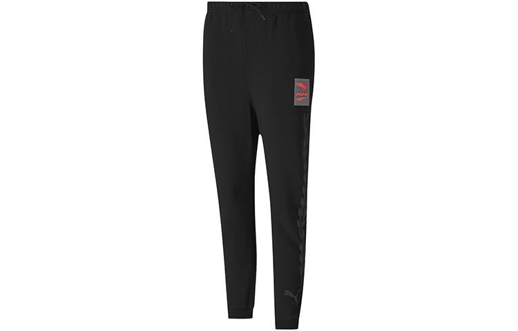 PUMA Knitted Sweatpants Women's Black Red Moderate Straight Fit Pants
