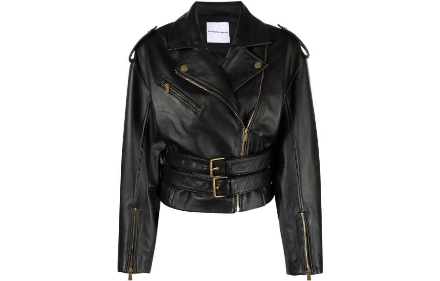 PINKO 【Previous Season】cropped leather biker jacket