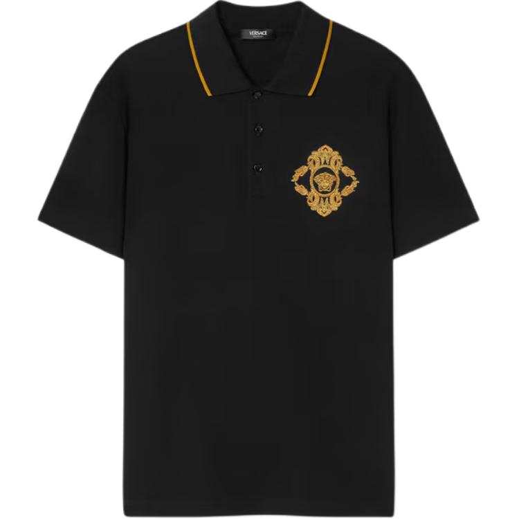 VERSACE Medusa Head Embroidered Short Sleeved Polo Shirt