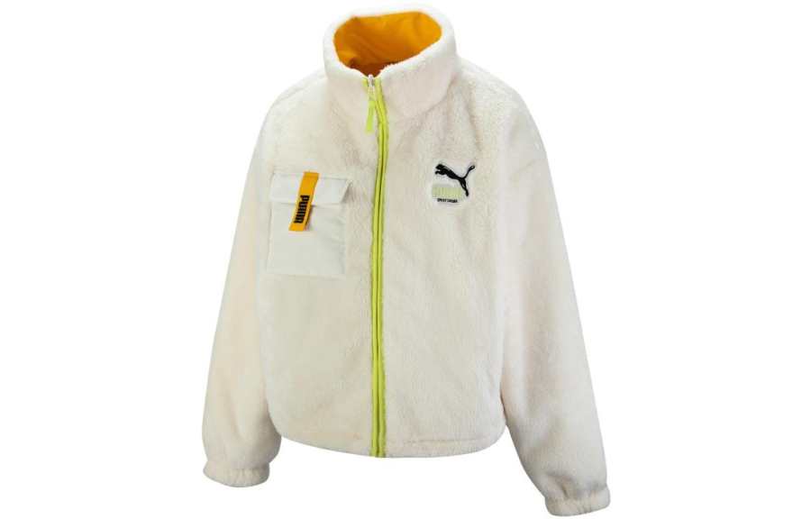 PUMA Velvet Jackets Women's White Stand Collar Moderate