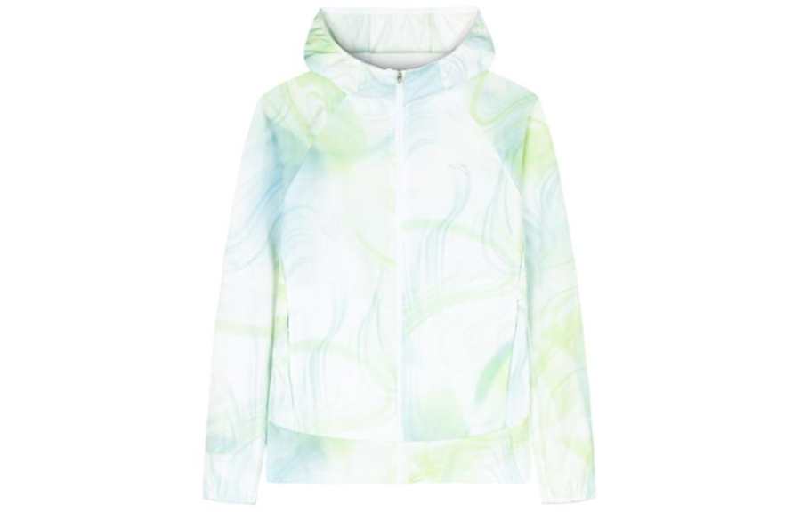 Anta Running Collection Trench Coat Women's Aqua Cloud Blue/All Over Print