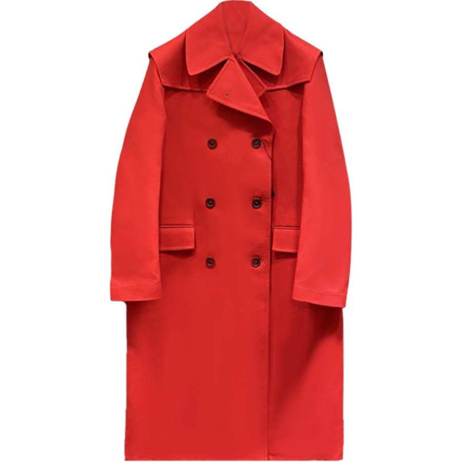 RAF SIMONS Coats Women's Red Lapel Moderate
