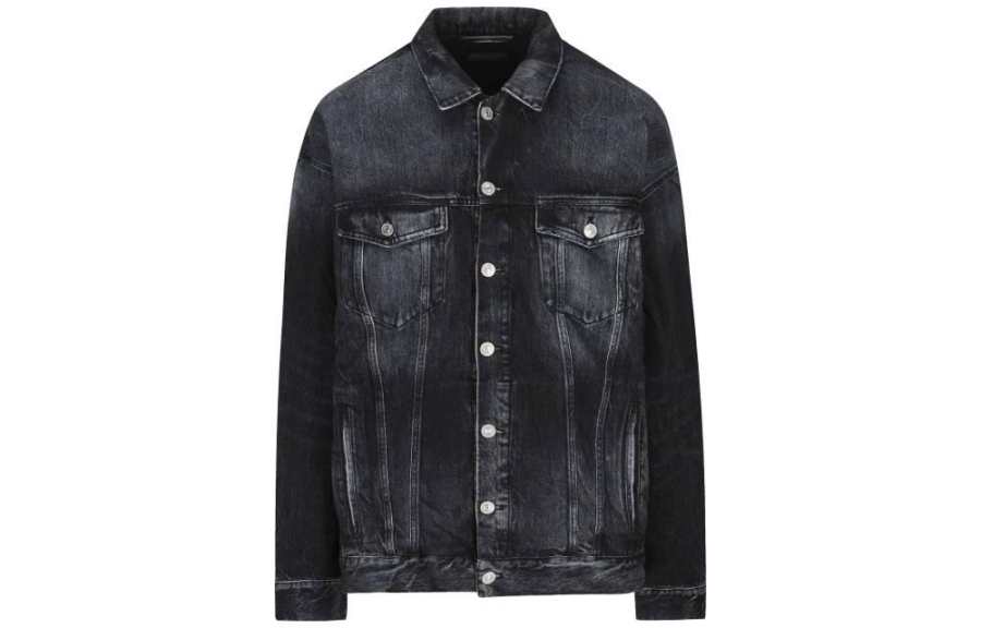 Balenciaga FW22 Denim Jacket Loose Fit Women's Black