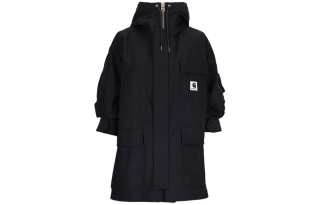Sacai Coats Women's Black Hooded Moderate