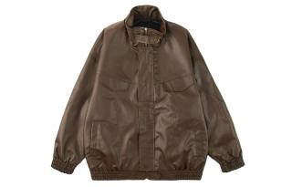 ICH MODE Leather Jackets Unisex Stand Collar Moderate Biker Jacket