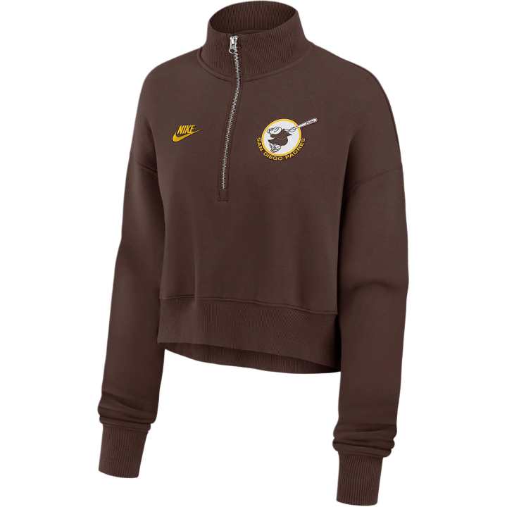 Nike Nike San Diego Padres Cooperstown Phoenix Women's Nike Mlb Cropped 1/2 Zip Crew